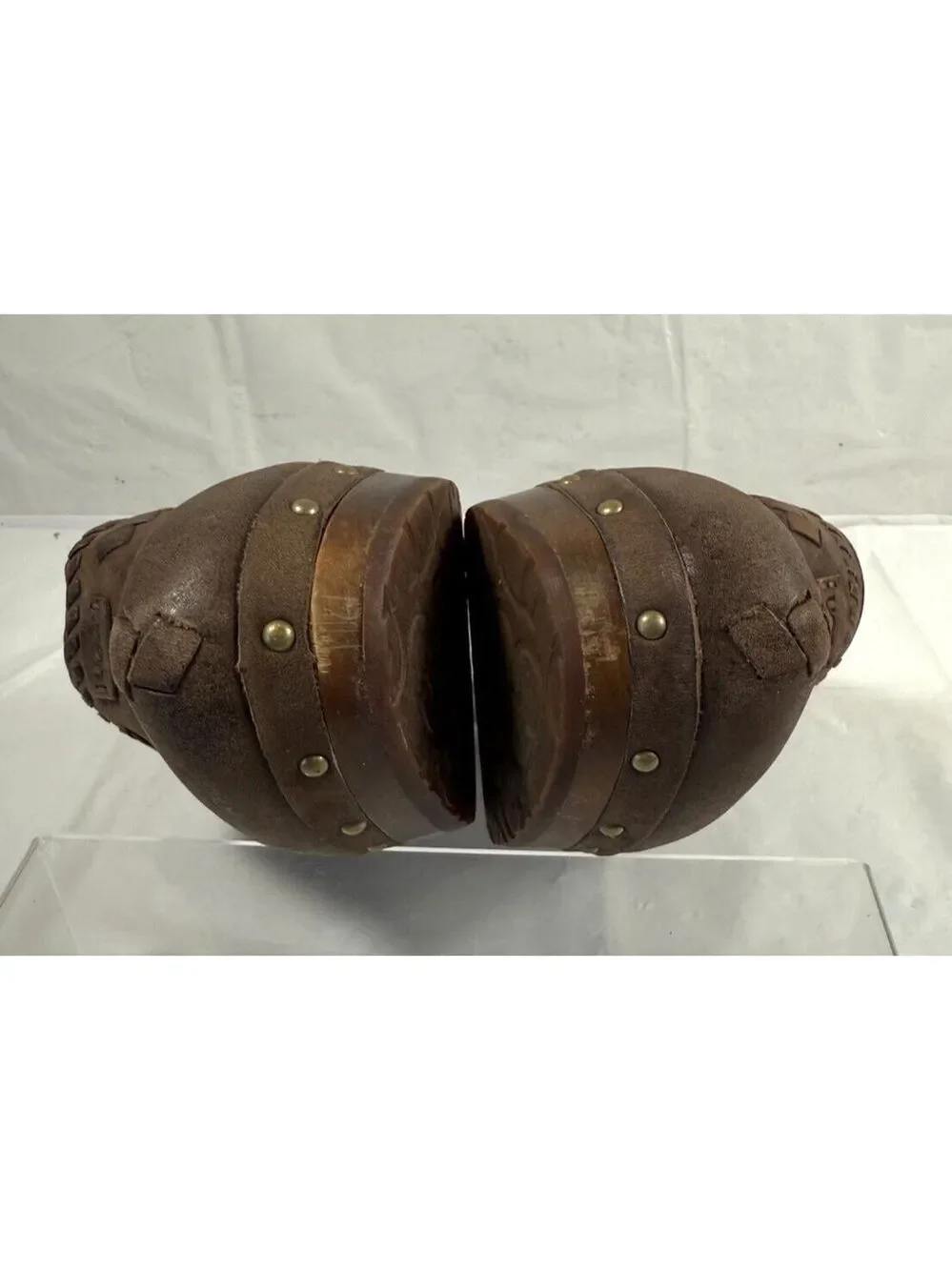 UGG Vivica 1957 Brown Leather Woven Studded Mule Clogs Y2K Size 6 shearling